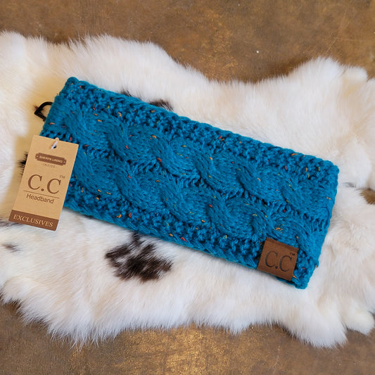 Fuzzy Lined Flecked CC Headwrap - Teal