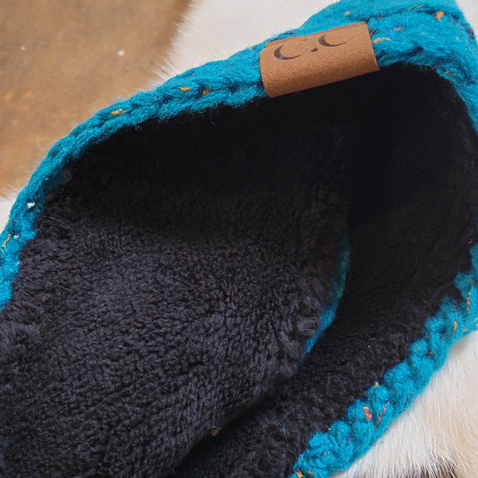 Fuzzy Lined Flecked CC Headwrap - Teal