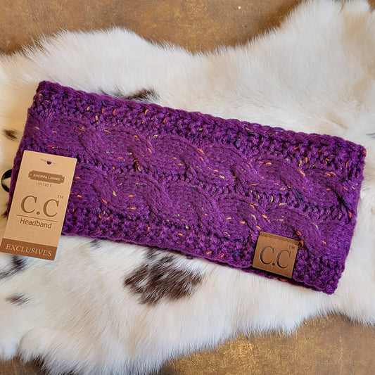Fuzzy Lined Flecked CC Headwrap - Purple