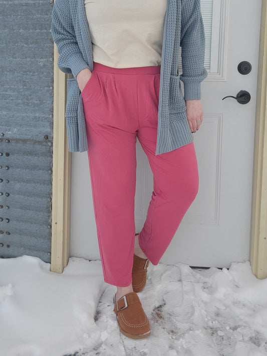 Pleated Waist Pants- Rose