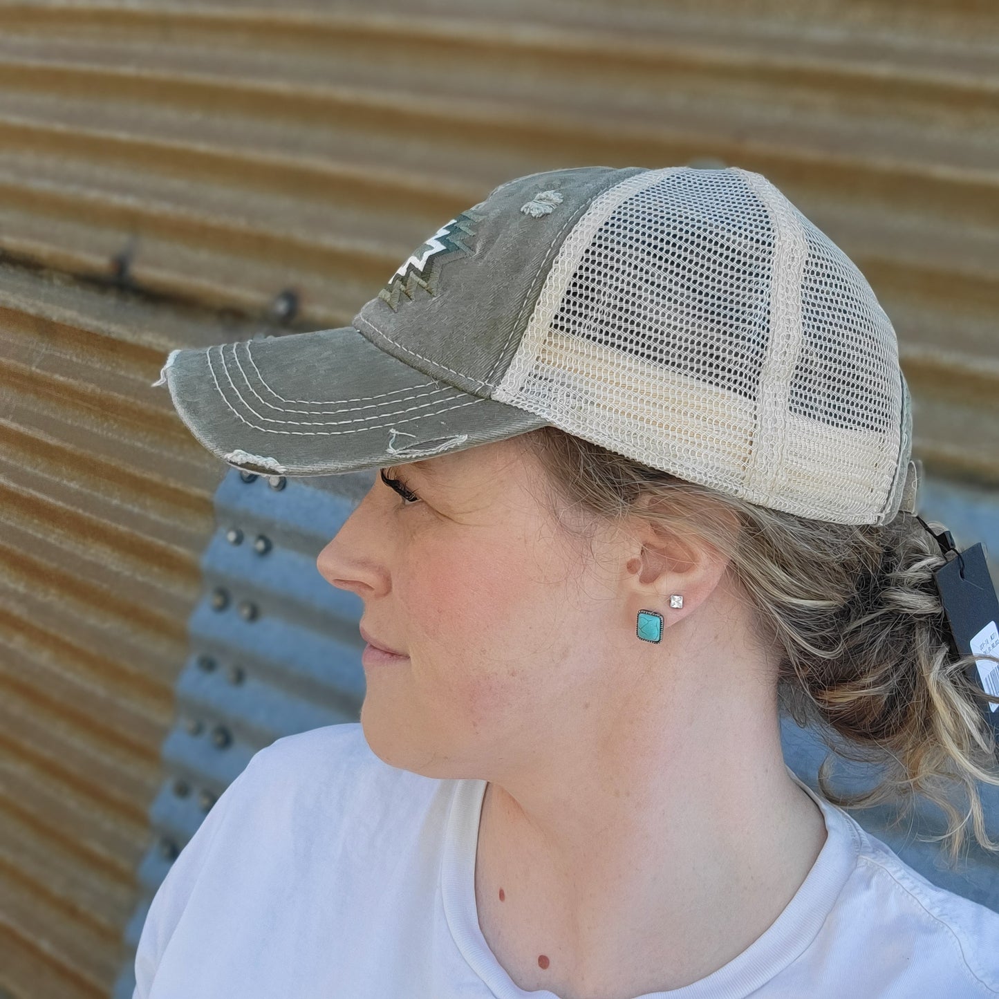 C.C. Aztec High Pony Baseball Hat - Olive