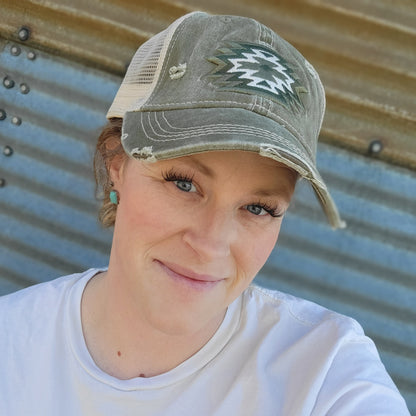 C.C. Aztec High Pony Baseball Hat - Olive