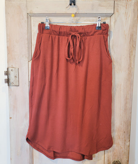 Dixie Tulip Hem Skirt- Dark Rust