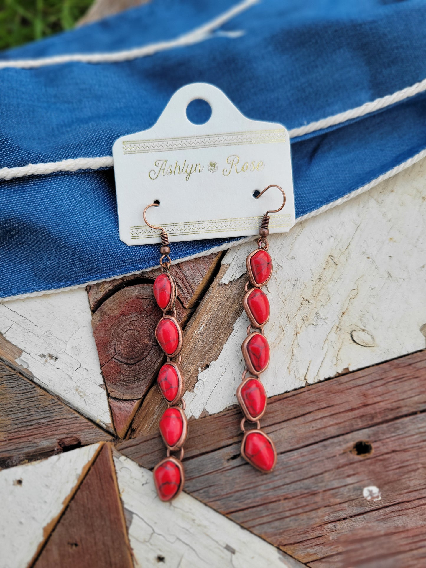 Ride For The Brand Red Stone Dangle Earrings