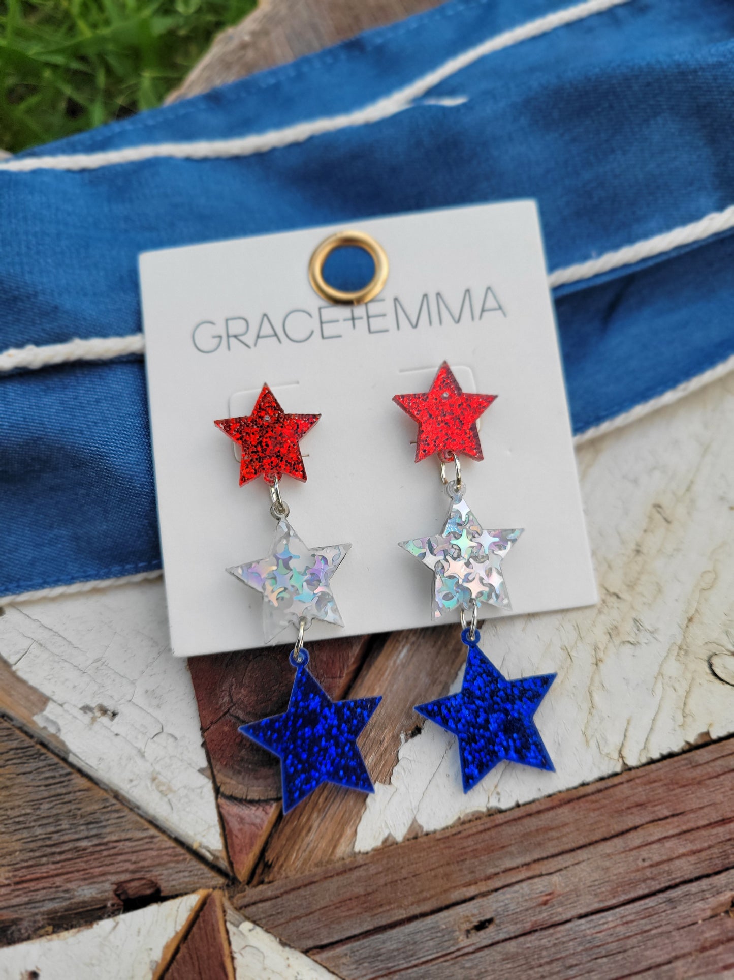 Patriotic Dangle Star Earrings