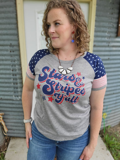 Stars & Stripes Y'all Raglan Tee