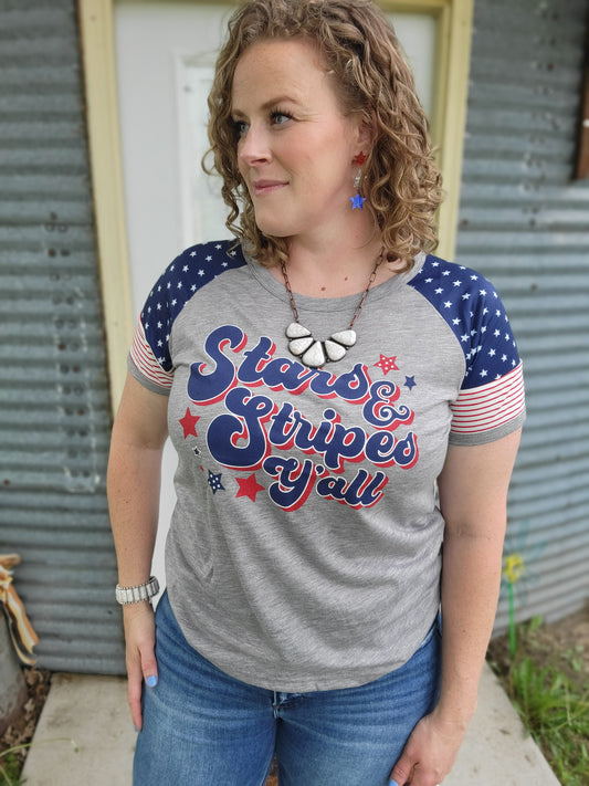 Stars & Stripes Y'all Raglan Tee