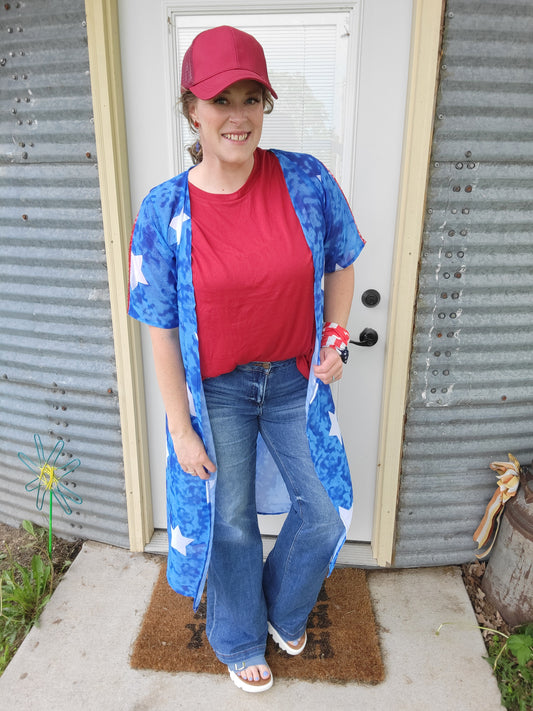 Star Struck Duster with Red Sequin Detail