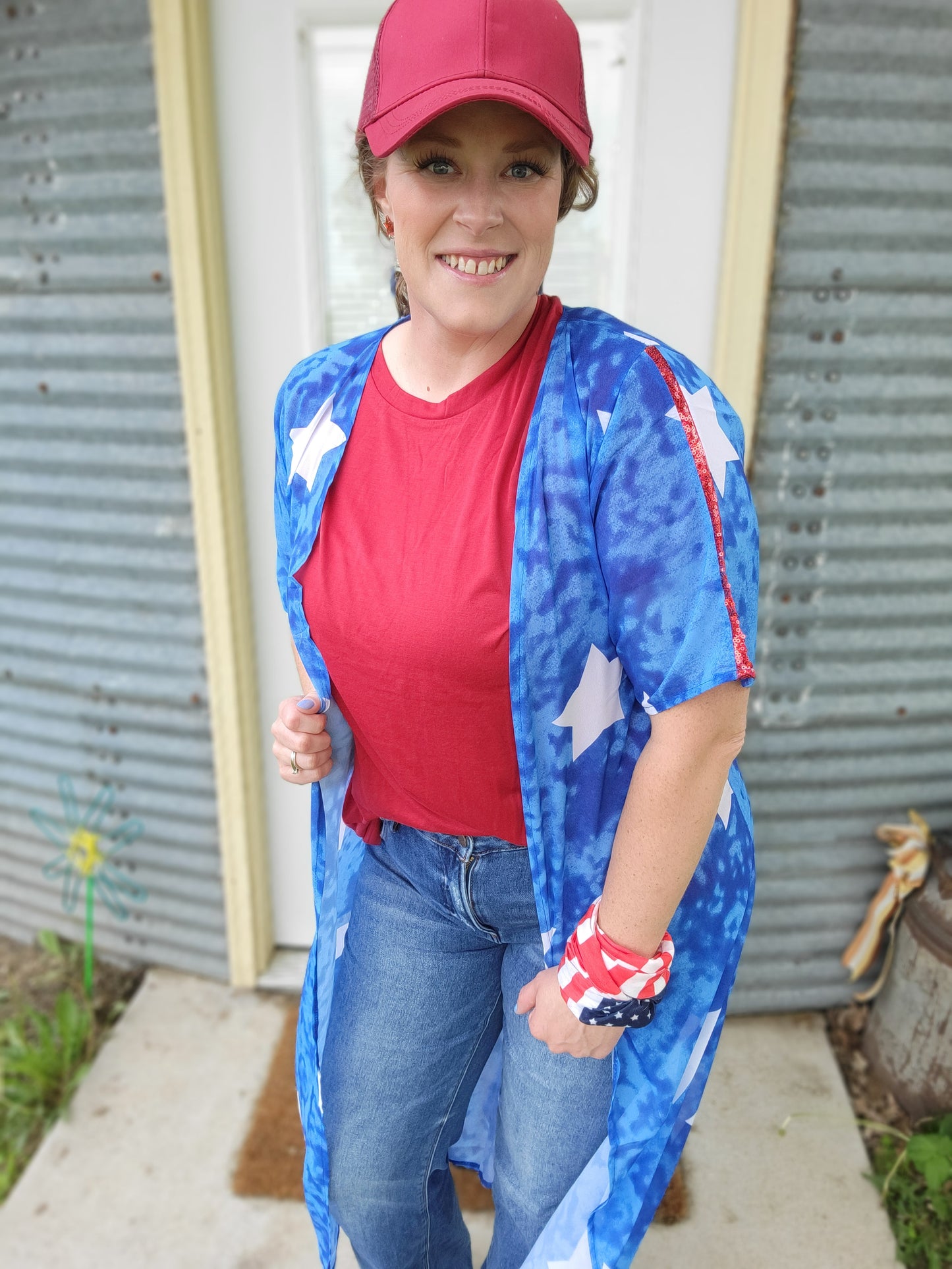 Star Struck Duster with Red Sequin Detail