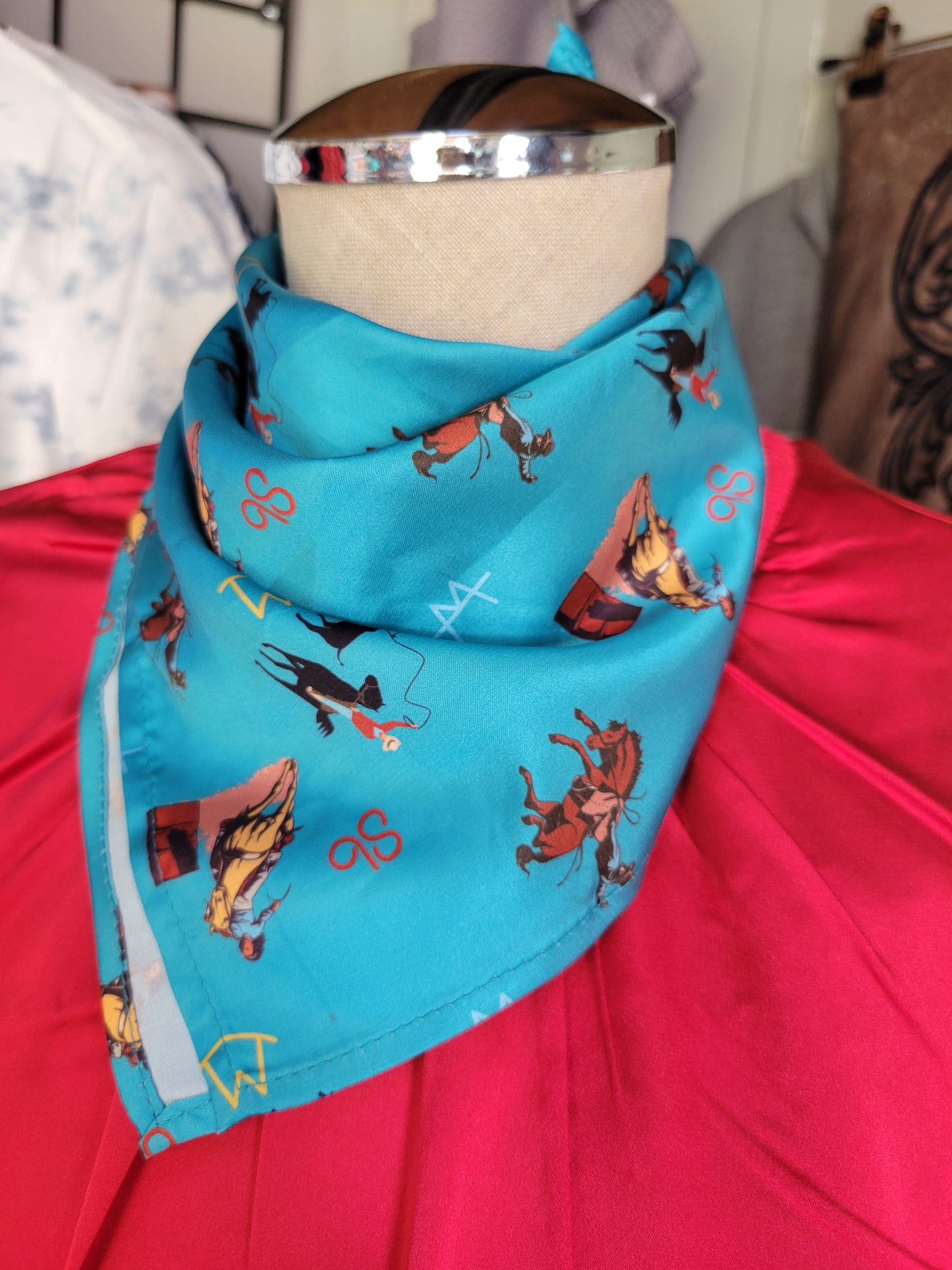Buckaroo Rag - Vintage Cowboy Teal 18x18