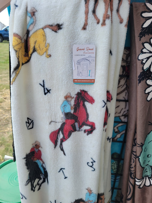 Twin Size Lightweight Throw Blanket - Vintage Cowboy