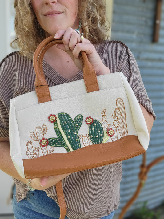 Montana West Cactus Embellished Crossbody Bag - Beige