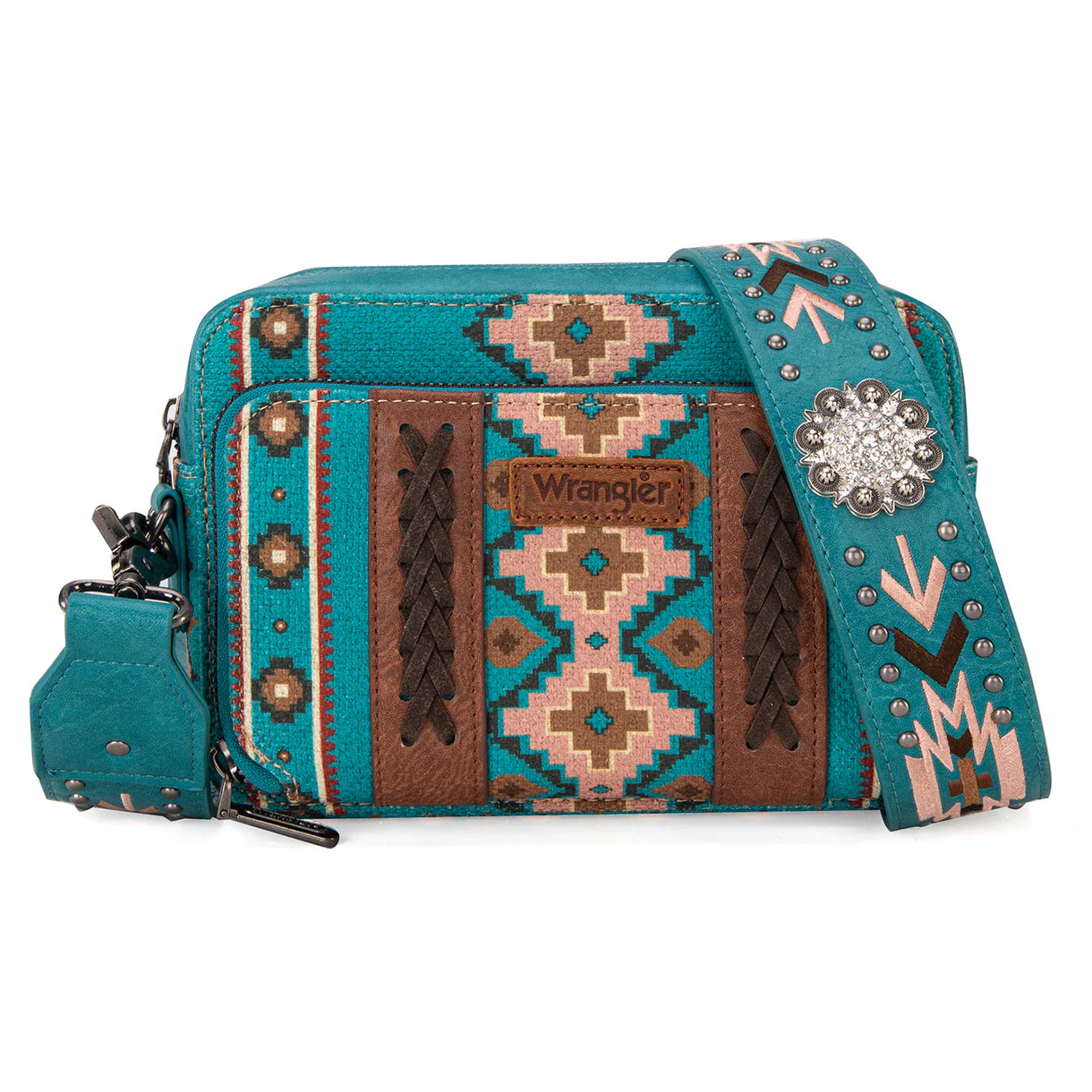Wrangler Aztec Purse with Wallet Compartment - Turquoise