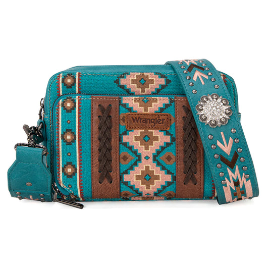 Wrangler Aztec Purse with Wallet Compartment - Turquoise