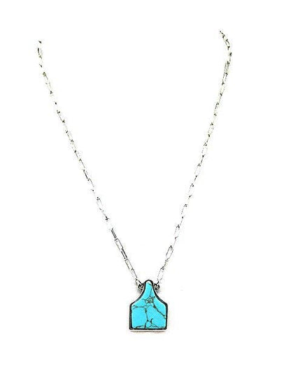 Western Turquoise Cattle Tag Necklace