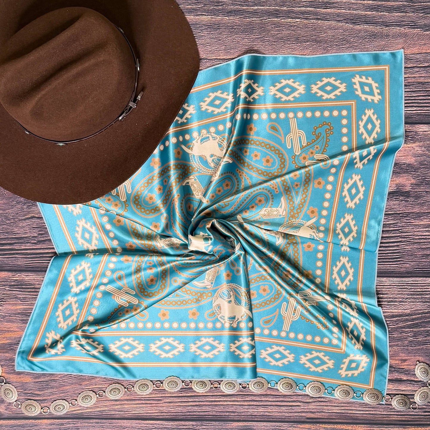 WESTERN COWBOY PRINT SQUARE WILD RAG
