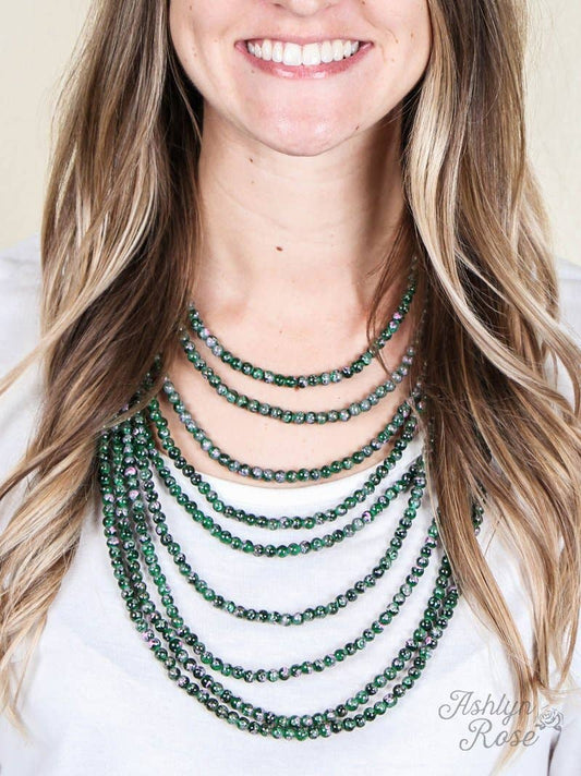 To the Nines Multi Layered Forest Green Necklace
