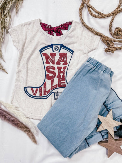 Girls' Nashville Boot Tee with Bow Back