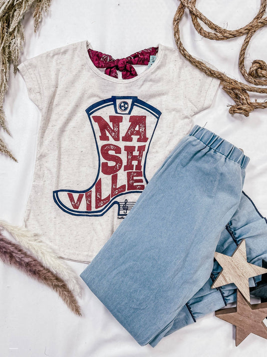 Girls' Nashville Boot Tee with Bow Back