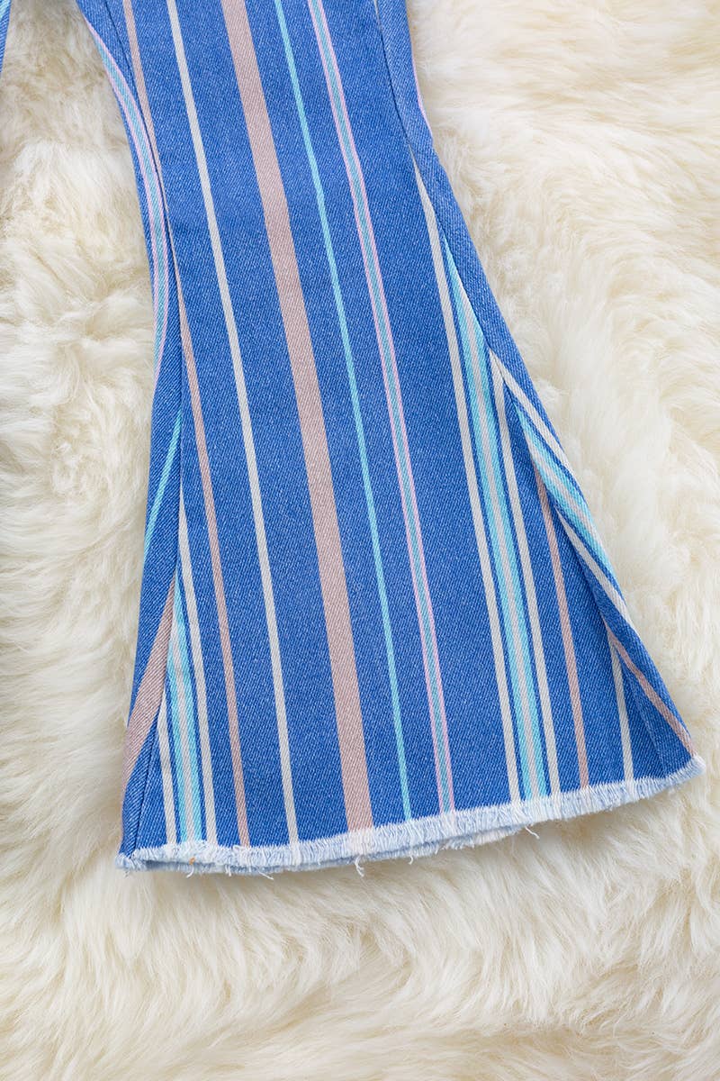 Kids MULTI-COLOR STRIPED Blue Flare Jeans