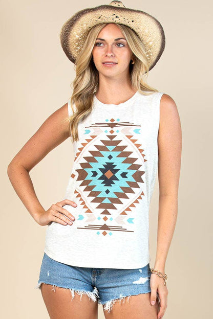 Aztec Sleeveless Tee