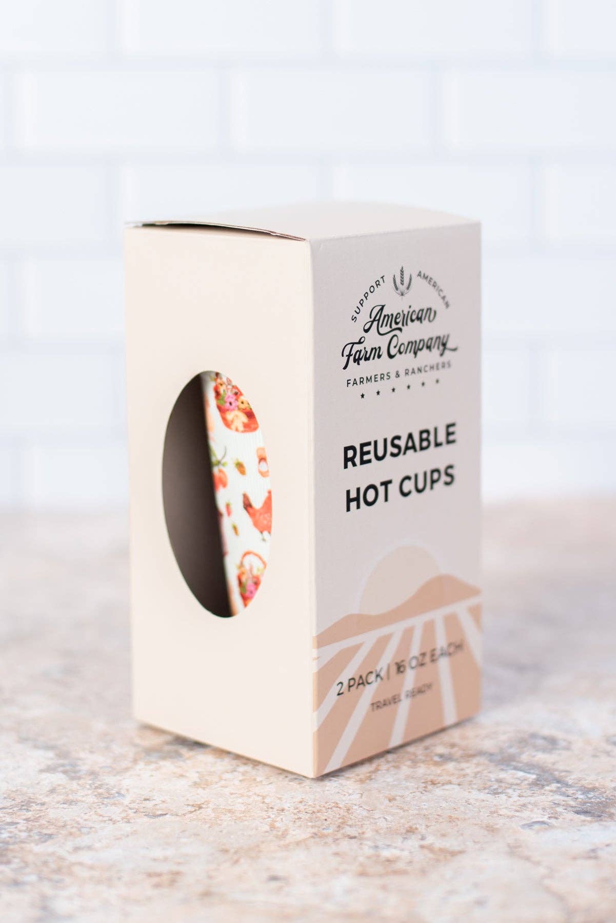 Sage Chicken/Farmers Market Reusable Hot/Cold Cup - Set of 2