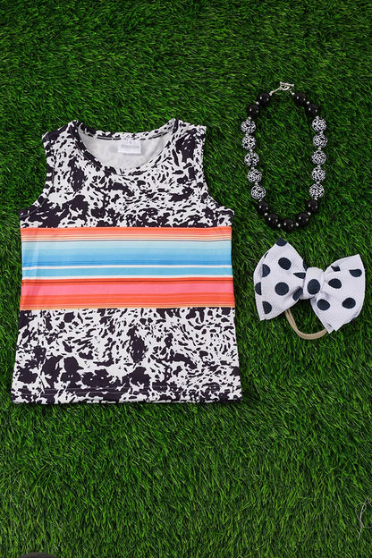 Girls Serape and Cow Print Tank