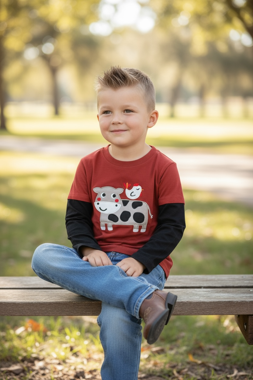 Cow long sleeve boys shirt