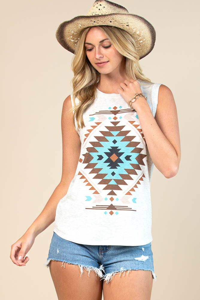 Aztec Sleeveless Tee