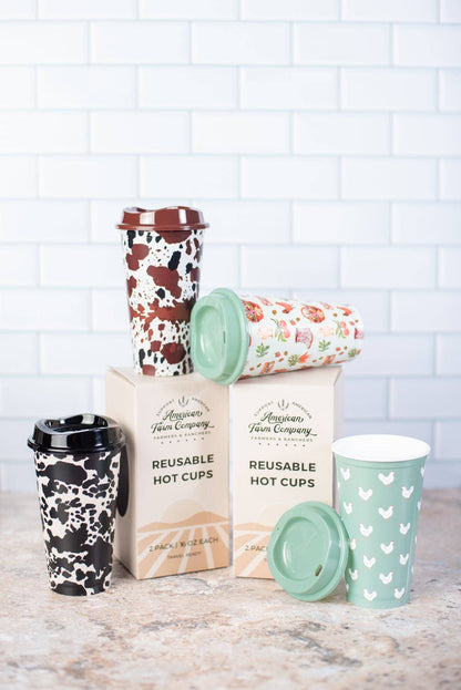 Sage Chicken/Farmers Market Reusable Hot/Cold Cup - Set of 2