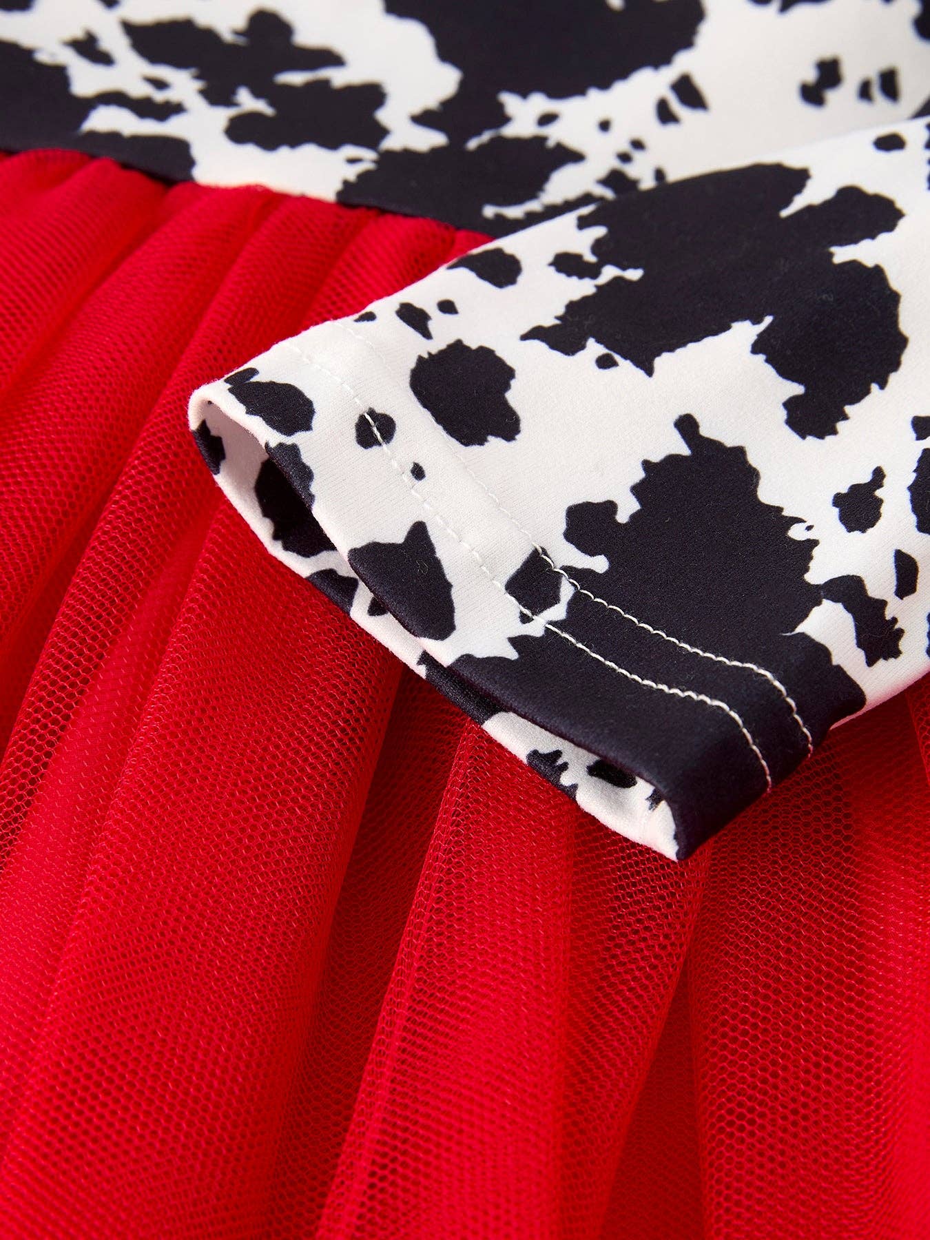 Girls Cow Pattern Long Sleeve Dress