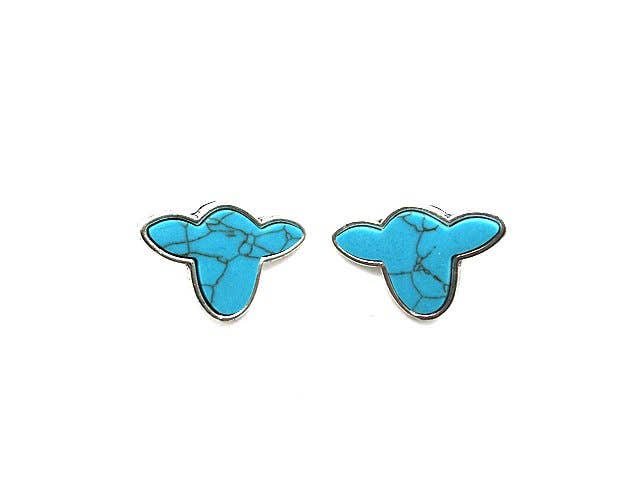 Western Turquoise Cow Head Earring