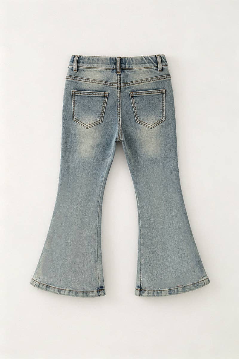 Bootcut Denim Pants with Rhinestones