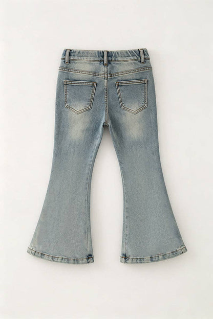 Bootcut Denim Pants with Rhinestones