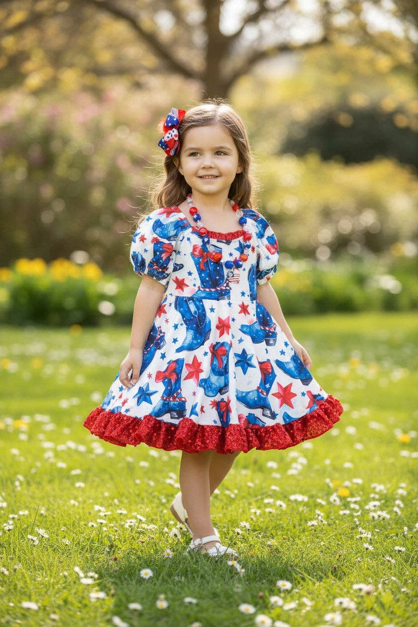 American cowgirl boot printed dress