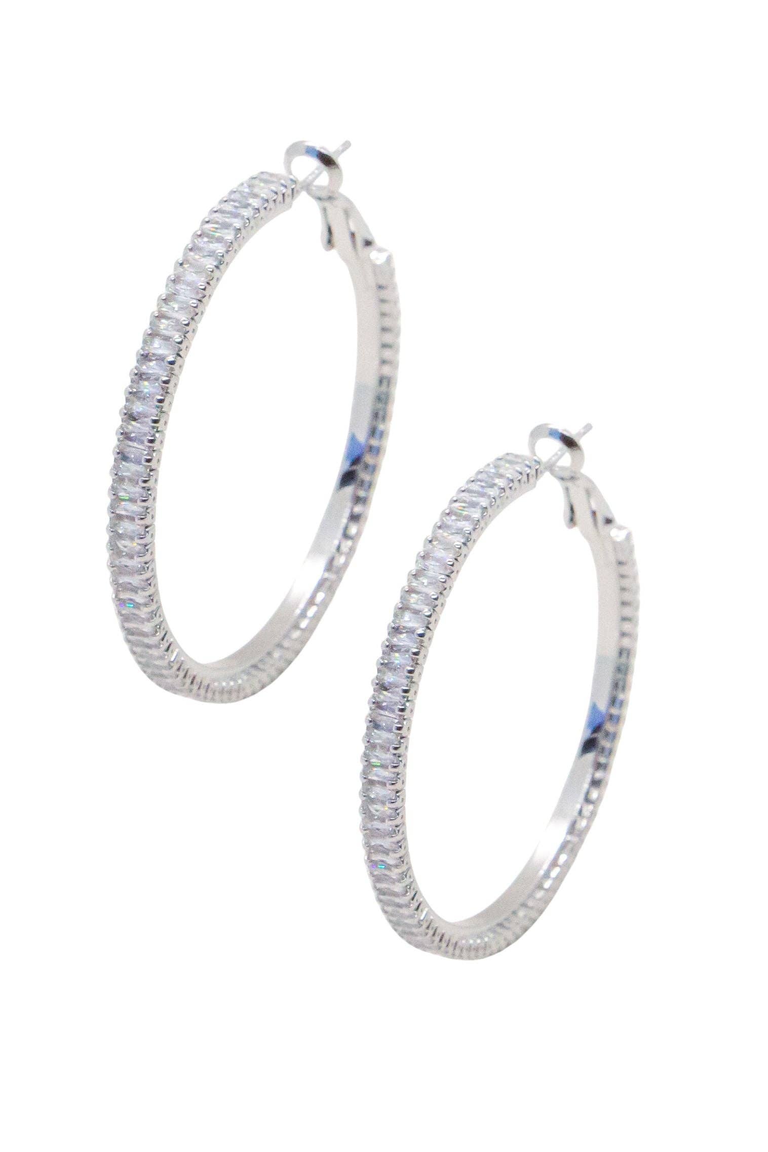 Medium Silver Glow Frostbite Hoops