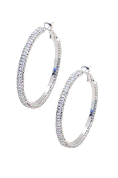 Medium Silver Glow Frostbite Hoops