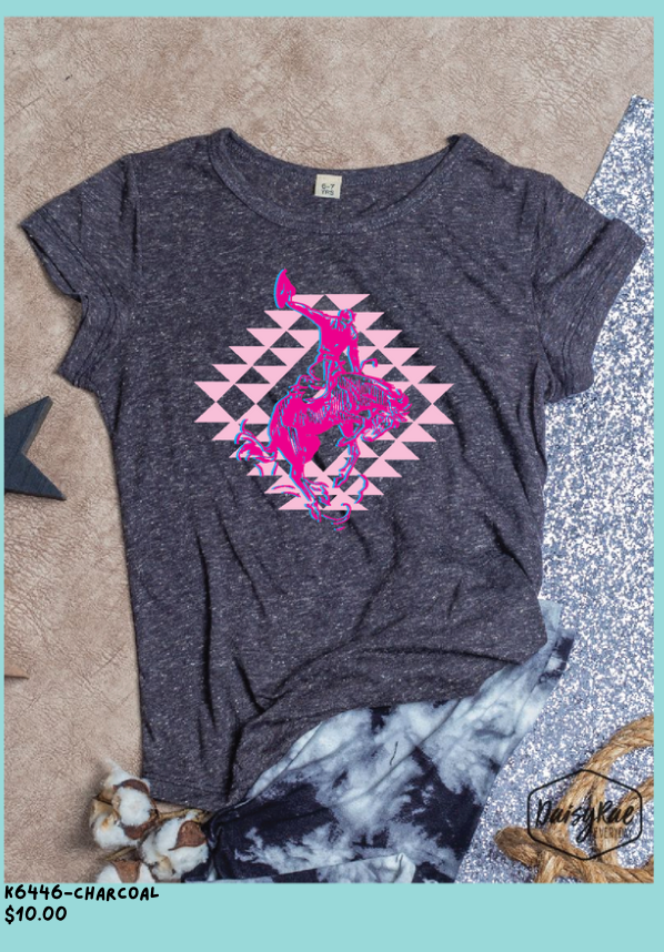 Girls Aztec Bronco Cowboy Tee
