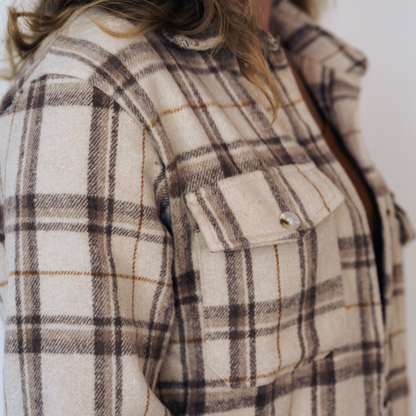 Beige Flannel Button Up