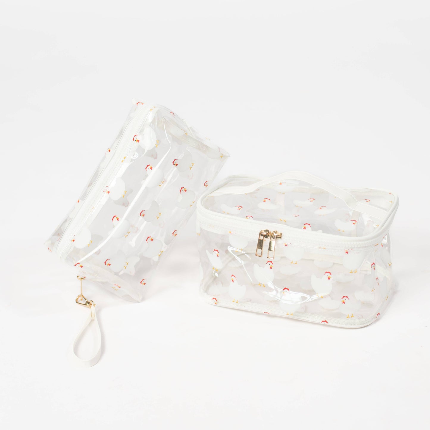 White Chicken Clear Cosmetic Bag - Small