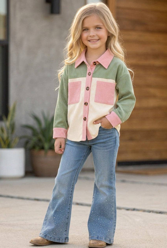 Bootcut Denim Pants with Rhinestones