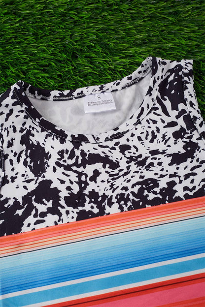 Girls Serape and Cow Print Tank