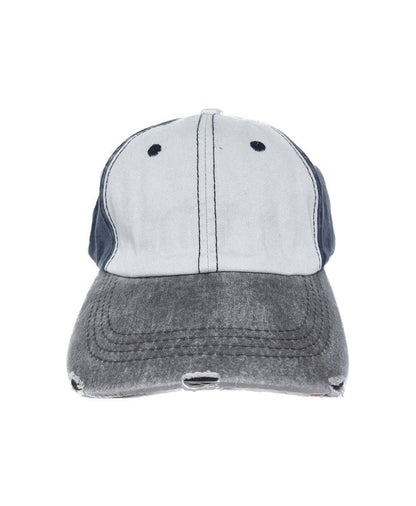 Distressed Tan, Brown and Navy Baseball Hat