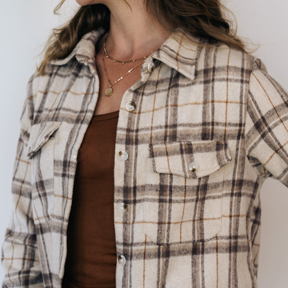 Beige Flannel Button Up