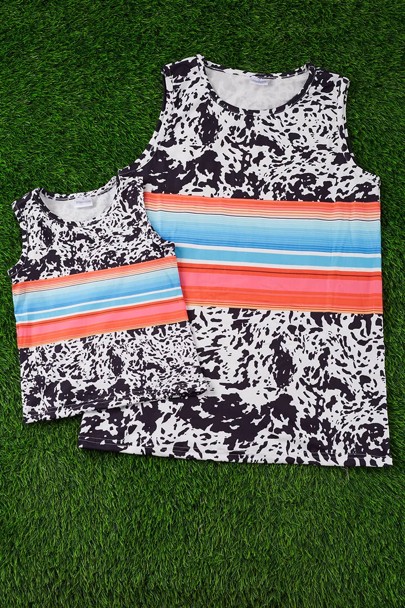 Girls Serape and Cow Print Tank