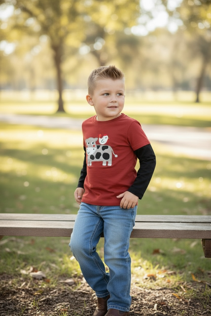 Cow long sleeve boys shirt