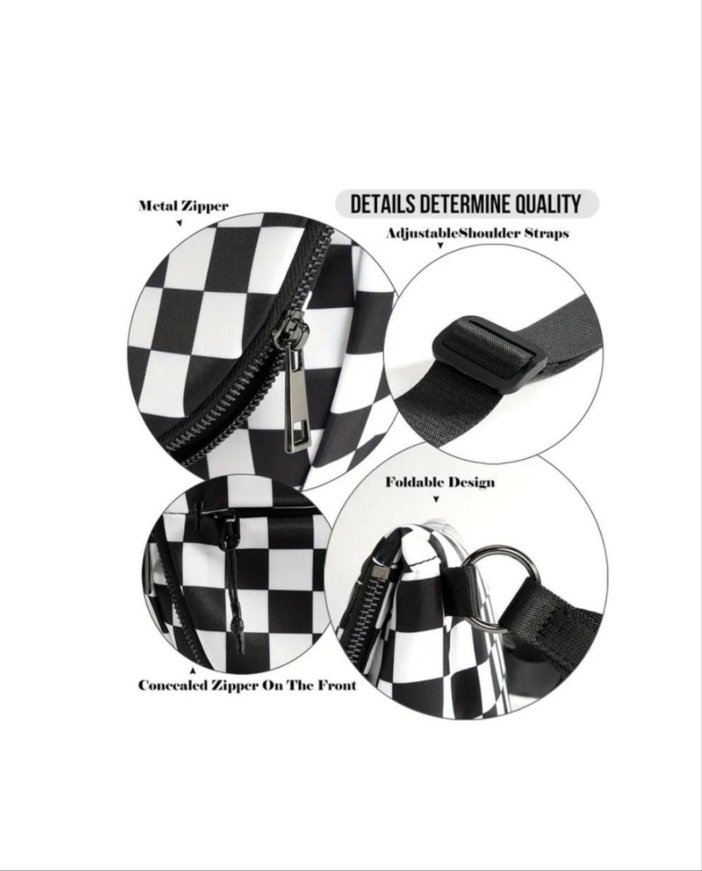 All Night Festival Bag- Black Checkered