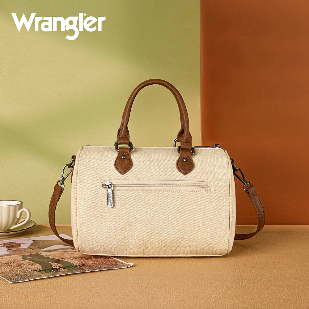 Wrangler Western Rhinestone Denim Boston Bag/Crossbody - Tan