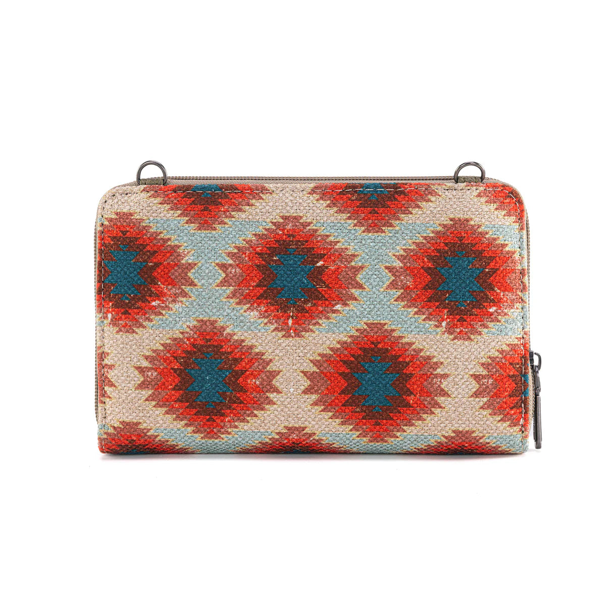 Wrangler Aztec Distressed Print Dual Sided Print Phone Wallet Crossbody-Green