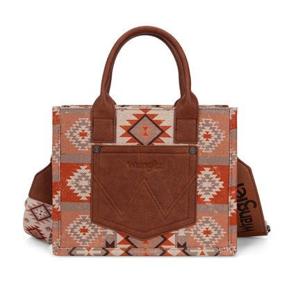 Wrangler Aztec Pattern Dual Sided Print Tote/Crossbody - Light Brown